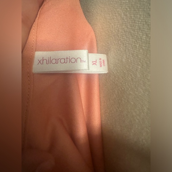 xhilaration Cold Shoulder Dress Peach Tunic XL Lining w/overlay Spring Summer - Picture 9 of 10